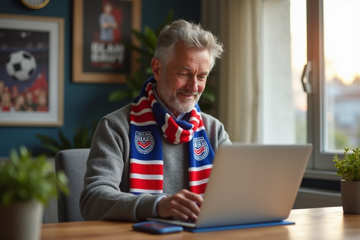 Fan lyonnais regardant le forum OL sur son ordinateur portable